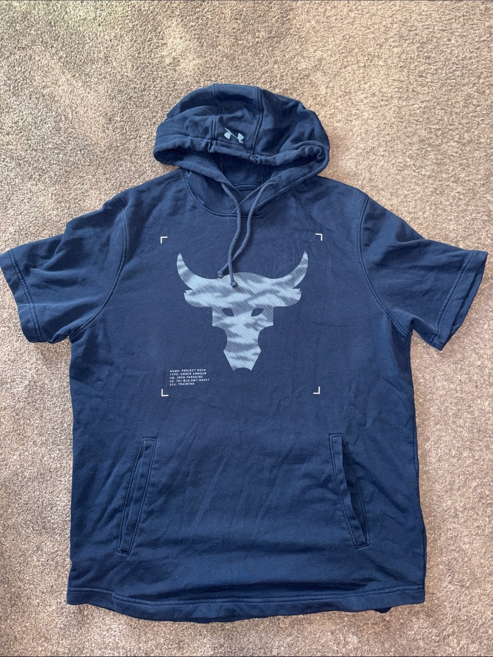 Under Armour Navy Short-Sleeve Bull Logo Hoodie